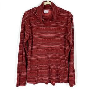 Columbia Cotton Turtleneck Shirt Burgundy Red Size XL